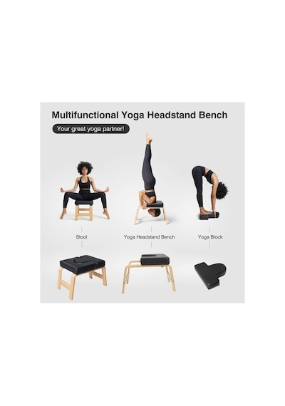 Fonksiyonel Yoga Ve Pilates Sehpası Ahşap Headstand Ters Duruş Sehpası Mor