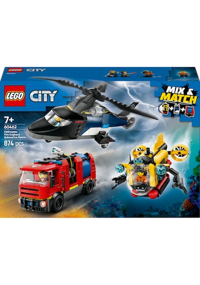 LEGO® City Helikopter, İtfaiye Kamyonu ve Denizaltı Karışımı 60462 - 7 Yaş ve Üzeri Çocuklar için Yaratıcı Oyuncak Yapım Seti (874 Parça) LEGO® City Helikopter, İtfaiye Kamyonu ve Denizaltı Karışımı 60462 - 7 Yaş ve Üzeri Çocuklar için Yaratıcı Oyuncak Yapım Seti (874 Parça)