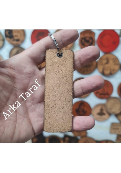 Sahil Güvenlik Deri Anahtarlık - Arma - Leather Key Holder Bej