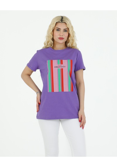 Sortie Collection Creativity Baskılı Tshirt Mor