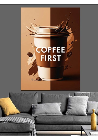 Ahşap Tablo Kahve Sıçraması Reklam Posteri