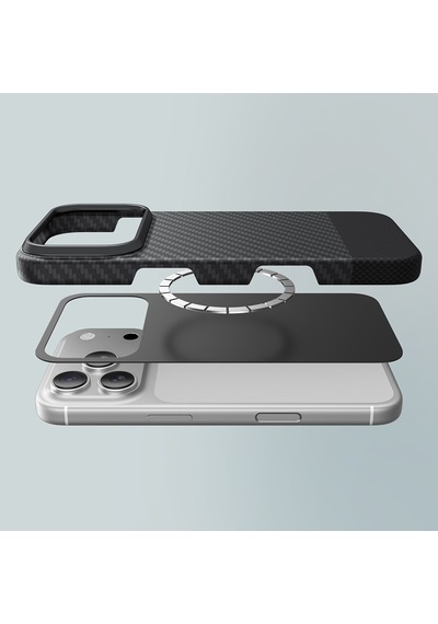 Apple Uyumlu iPhone 17 Pro Max Kılıf M-safe 1500d Aramid Fiber Amazingthing Titan Max Seri Kapak Siyah-gri Siyah - Gri