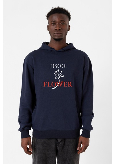 Jisoo Flower Lacivert Erkek 3ip Kapşonlu Lacivert