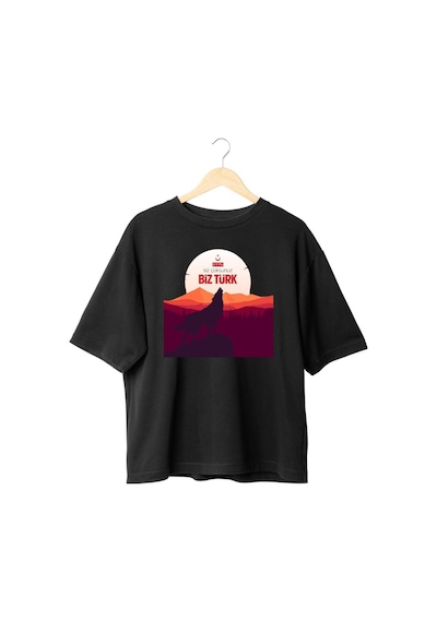 Panda Baskı Tekstil Bilge Kağan Sözü Özel Tasarım Baskılı Tshirt Siyah