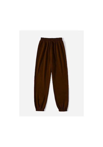 Kahve Basic Düz Eşofman Altı Jogger - Lastik Paça Yüksek Bel Oversize Kahverengi Kahve Basic Düz Eşofman Altı Jogger - Lastik Paça Yüksek Bel Oversize Kahverengi