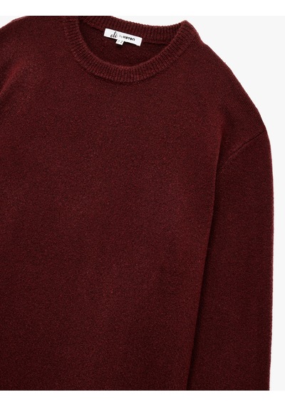Koton Uzun Kollu Bisiklet Yaka Basic Triko Kazak Bordo 6wal90130ht Bordo