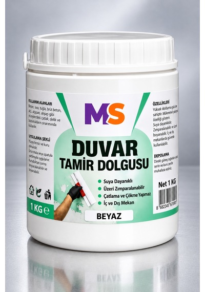Hazır Duvar Tamir Dolgusu 1 Kg Macunu Zemin Alçı Sıva Derin Boşluk Doldurucu Çatlak Onarıcı Giderici