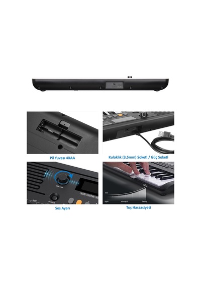 Jwin Sapphire Mk-1537 37 Tuşlu Org Adaptör Hediye -beyaz