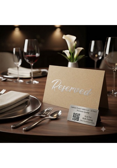 Premium Kraft Rezerve Masa Rezervasyon Kartı 100 Adet Katlanabilir Kalın Karton Masa Üstü Yer Kartı Kahverengi