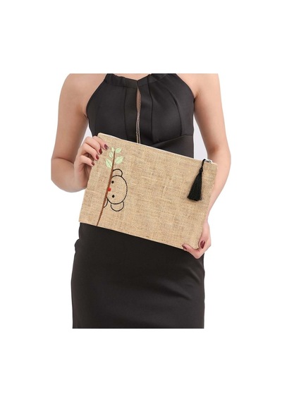 Yaratıcı Tasarım Hasır Kadın Portföy & Clutch Çanta Panda