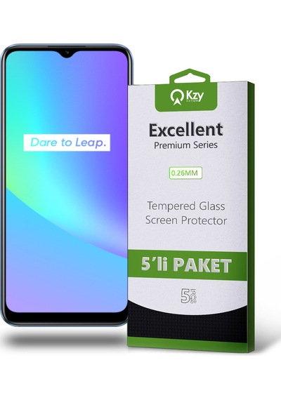 Realme C25 ile Uyumlu Kırılmaz Temperli Ekran Koruyucu Cam Ekonomik 5'li Paket