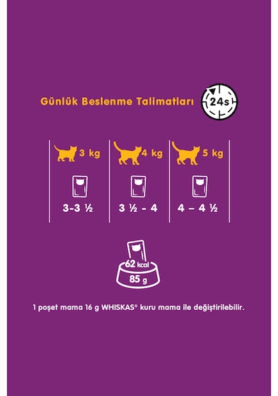 Whiskas Jöleli Tavuklu + Ton Balıklı Yetişkin Kedi Yaş Mama 24 x 85 G