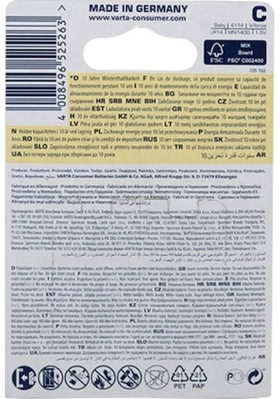 Varta 4114 Longlife Alkalin Orta Boy C Pil 2'li