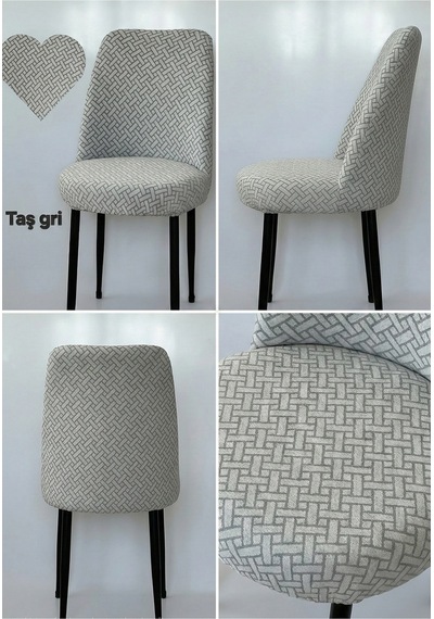 Tuğla Desen Oval Sandalye Kılıfı Likralı Esnek Yıkanabilir Lastikli Sandalye Örtüsü 1 Adet Taş Gri - 794636120 Taş Gri
