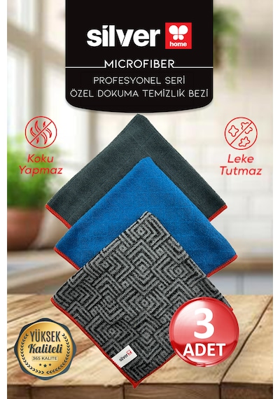 Mikrofiber Profesyonel Seri Özel Dokuma Sık Dokulu Süper Emici Temizlik Bezi Asorti