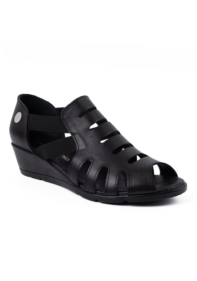 Mammamia D26ys-2855 Kadın Hakiki Deri Dolgu Taban Comfort Sandalet Siyah
