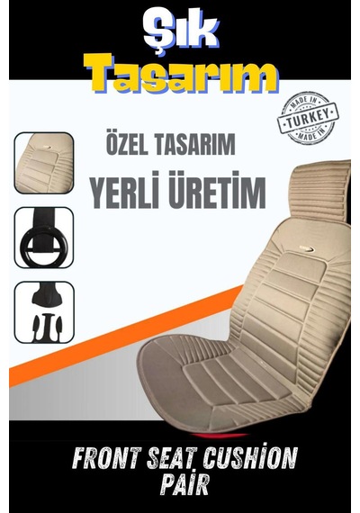 Sırt Dayamalı Araba Koltuk Minderi Ön İkili Set Bej