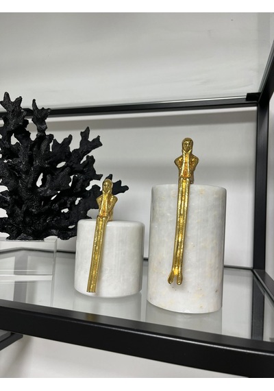 Gold Düşünen Adam Mermer Set