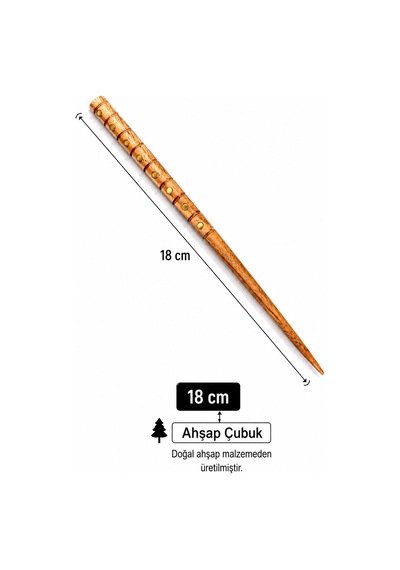 Doğal Ahşap Kadın Saç Çubuğu 18 Cm El İşçiliği Japon Esintili Topuz Tokası Çok Renkli
