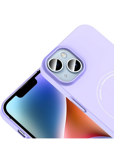 Maks Technology iPhone Uyumlu 14 Kılıf M-safe Şarj Özellikli Kamera Korumalı Mkst Elio Sert Pc Kapak - Lila