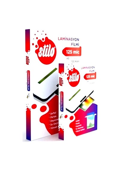 Stilo Laminasyon Film A3 125mic Pvc Kaplama 100lü
