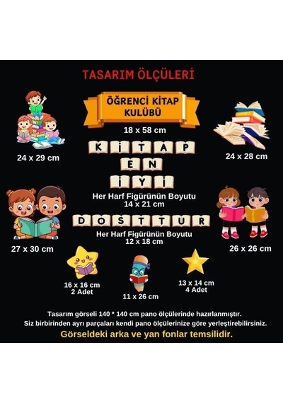 Öğrenci Kitap Kulübü Hazır Fügür Kesim Pano Süsü Tüm Yaşlar