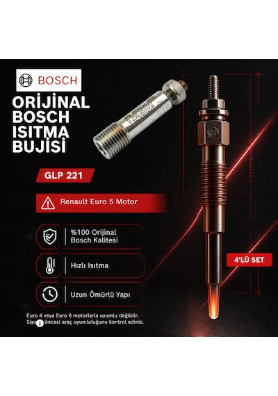 Renault  Bosch Isıtma Bujisi - Glp 221 Set Euro 5 1.5 Dci