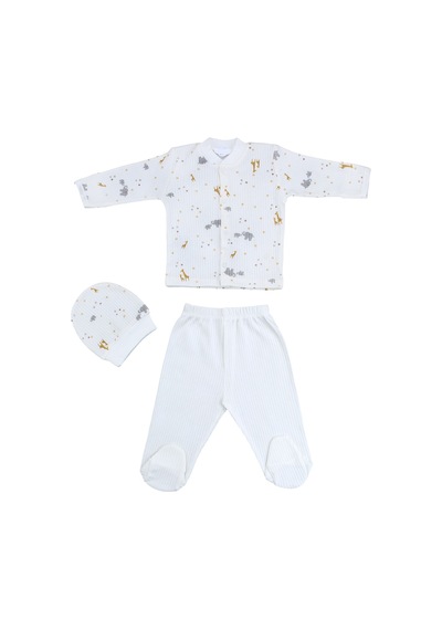 Sebi Bebe Fil Zürafa Pijama Takımı 9193 Ekru