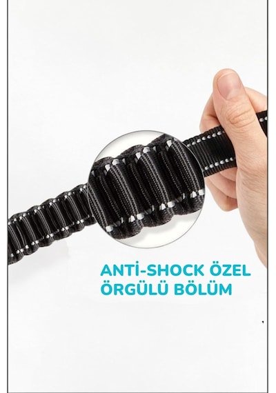Köpek Gezdirme Tasması, Kırmızı, Körüklü Esnek Anti Şok, Reflektörlü, 120 Cm, Orta Ve Büyük Irka Uygun