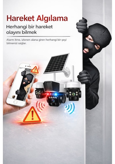 Rx95g Solar Güvenlik Kamerası Türkçe 4g Sim Kartlı Ptz Hareketli Gece Görüşlü Güneş Panelli Kamera