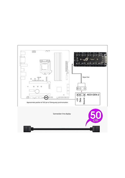 4847 Argb Rgb Led 3 Pin 11 Port 5v Sata Power Güç Fan Çoklayıcır Şerit Hub Kablo Splitter