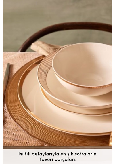 Karaca  Forever Bone Gold Line 24 Parça 6 Kişilik Yemek Takımı
