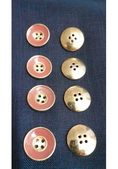 Altın Kaplama Mınelı Metal Düğme 30 Boy 20 Mm 8 Adet