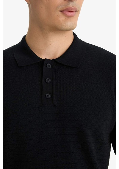 Defacto Standart Fit Polo Yaka Triko Kısa Kollu Tişört F4947ax25aubk27 SIYAH