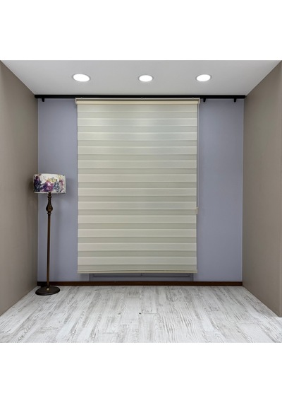 Fiori Serisi Kırık Beyaz Mikro Plise Modern Zebra Stor Perde