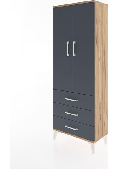 Arges Dolap 4 Raflı 3 Çekmeceli 2 Kapaklı 60x30x163 Çam-antrasit Çam