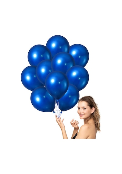 Vıp 100 Pcs Shıny Metallıc Blue Balloon Vıp Kalite Parlak Metalik Mavi Balon Helyum Gazı Uyumludur
