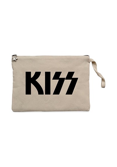 Kiss Logo 2 Krem Clutch Astarlı Cüzdan / El Çantası Krem