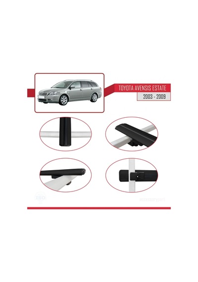Toyota Avensis Sw 2003-2009 Arası İle Uyumlu Basic Model Ara Atkı Tavan Barı Siyah 3 Adet