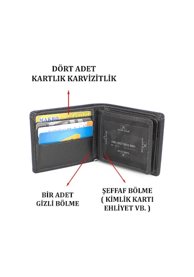 Case Club Hakiki Deri Erkek Cüzdan Kartlık Kartvizitlik Siyah