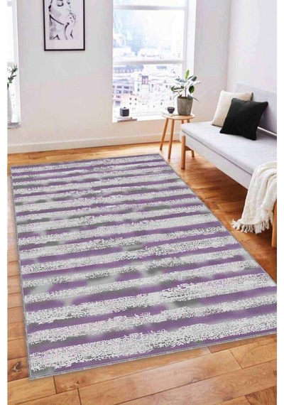 Mor Spor Kaymaz Tabanlı Makinede Yıkanabilir Halı Fo05n11