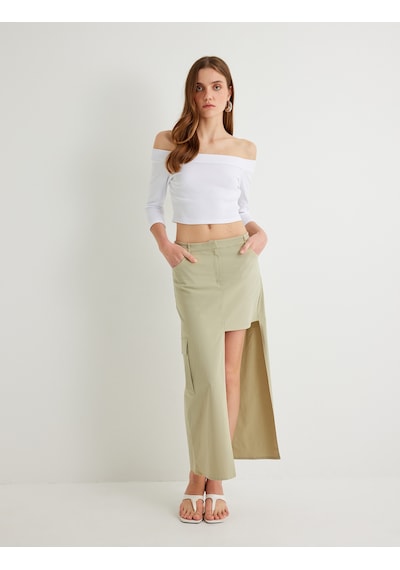 Koton Omzu Açık Crop Tişört Dirsek Boy Kol Pamuklu Slim Fit Beyaz 4sak50021pk Beyaz