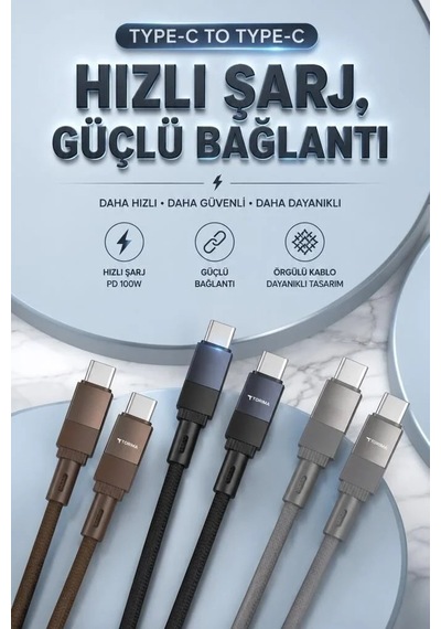 Veri Aktarımı Mobil Aksesuar İletişim Ucu Şarj Kablosu Type-c To Type-c Data Kablo U18 Gri