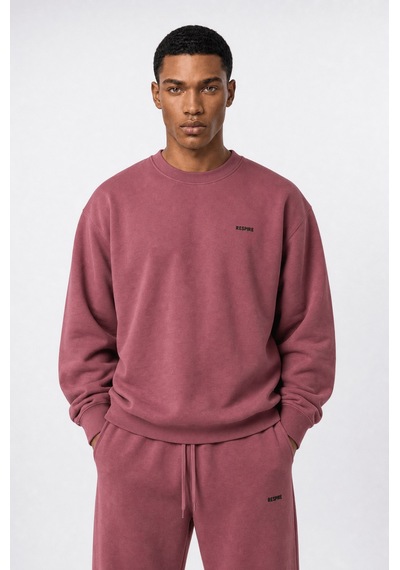 Erkek Respire Basic Oversize Sweatshirt Gül Gülkurusu