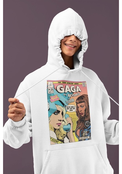 Sevbano Tasarım Lady Gaga With Beyonce Baskılı Unisex Oversize Şarkıcı Ho beyaz