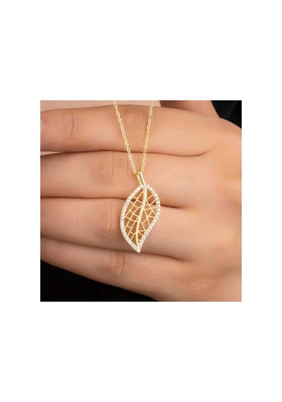 Gümüş Gold Yaprak Kadın Kolye Çok Renkli Çok Renkli