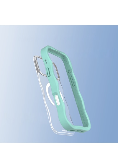 Apple Uyumlu iPhone 17 Pro Max  Kılıf M-safe Şarj Özellikli Youngkit Wave Clear Serisi Kapak Açık Mavi Açık Mavi