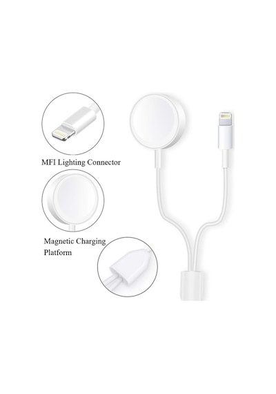 Ally 2In1 Iwatch 1-2-3-4 Wireless Şarj- Apple Uyumlu iPhone  Usb Şarj Kablosu (371596448)-Beyaz