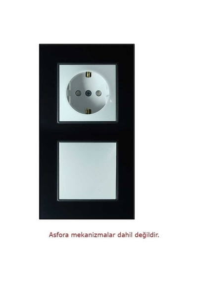 Arvehu Asfir Schneider Asfora Serisine Özel Ikili Parlak Siyah Pleksiglas Dikey Anahtar Priz Çerçevesi