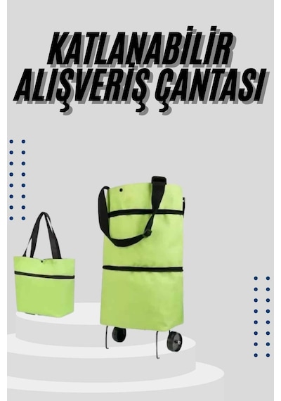 Nrzsnt Katlanabilir Tekerlekli Çantalı Çarşı Pazar Arabası Alışveriş Çantası Piknik Çantası